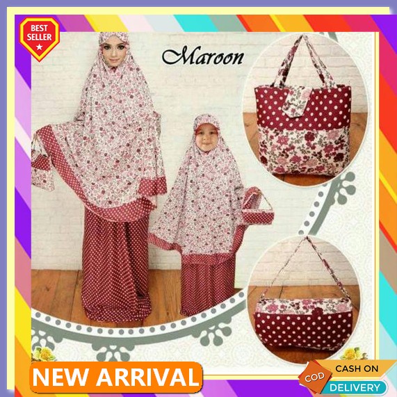 Mukena Couple Ibu Dan Anak Perempuan Motif Kekinian Terbaru 2021 Fashion Muslim Bahan Bubble Print M