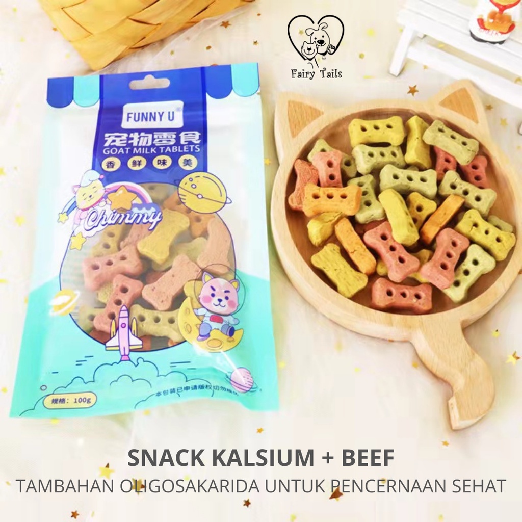 [ORIGINAL] [KEMASAN BARU] [UPGRADED FORMULA] Snack Kalsium Biskuit Anjing Treat Stick Cemilan Sehat Dari Daging Buah Susu Kambing dan Sayur Segar / Dog Snack Dental Calcium Chicken Beef Salmon Fruits Vegetable Tablet Biscuit | Makanan Fresh Meat Food