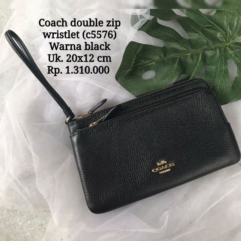Coach Double Zip Wristlet black