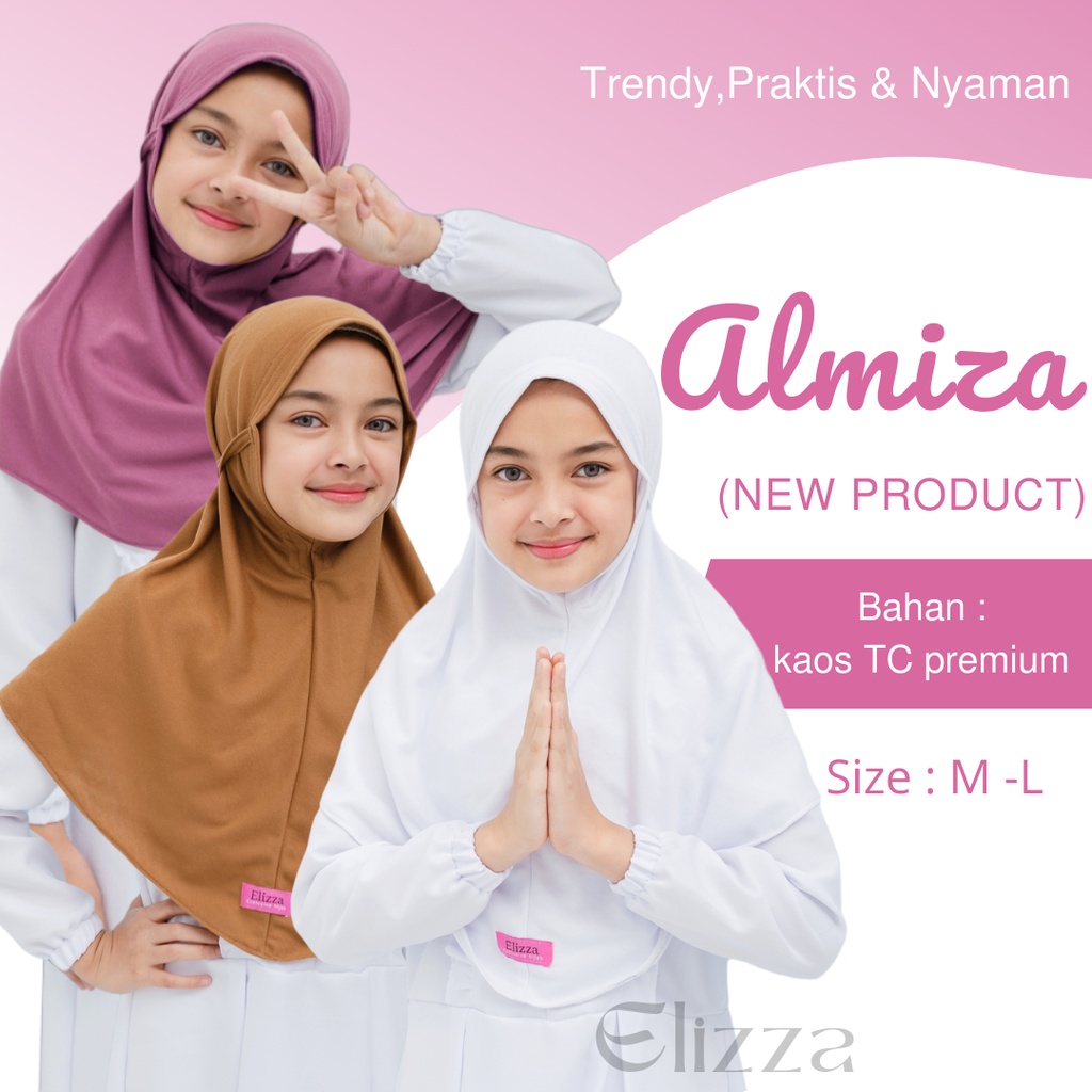 Hijab Bergo Tali Anak Usia SD Bahan Kaos TC Premium