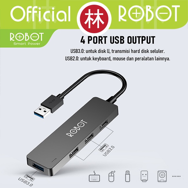 ROBOT H160 USB Hub 4 Ports Adapter USB 2.0 &amp; USB 3.0 High Speed 5GBPS