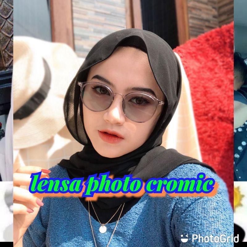 PROMOCOD - KACAMATA FASHION WANITA PHOTOCROMIC KACAMATA ANTI RADIASI UV KACA MATA BULAT OVAL 2124