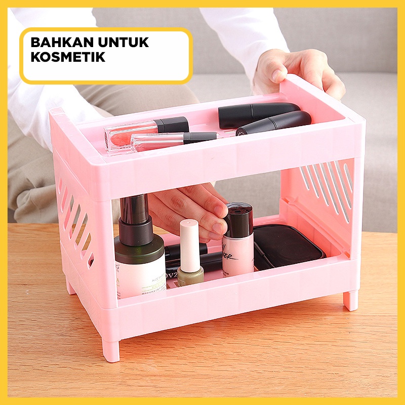 Rak Serbaguna Portable Murah / Meja Plastik Kosmetik Mini /  Rak meja kecil multifungsi