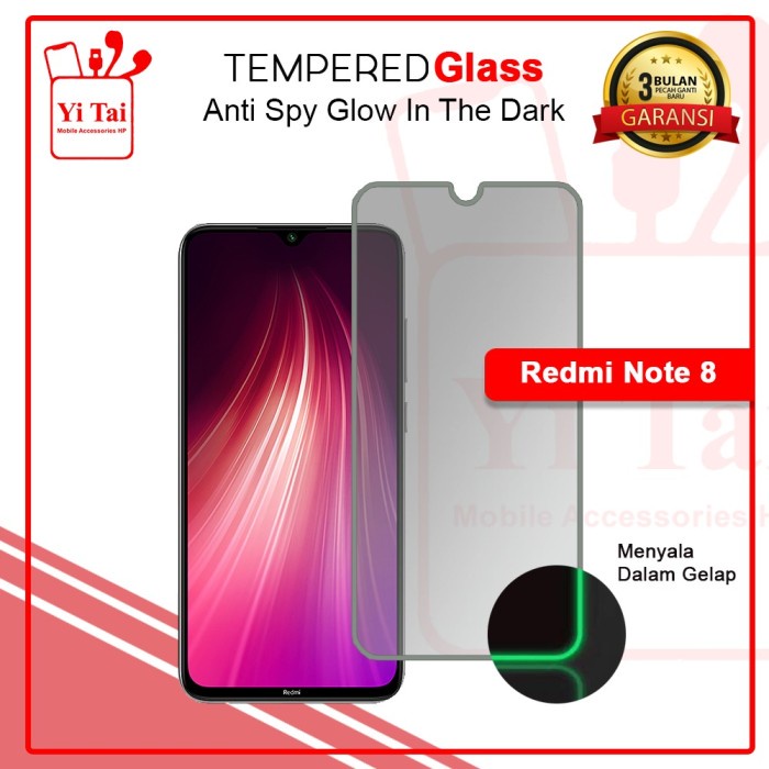 YI TAI - Glow In The Dark Tempered Glass Spy Xiaomi Redmi Note 8 Note 8 Pro Note 9 Note 9 Pro