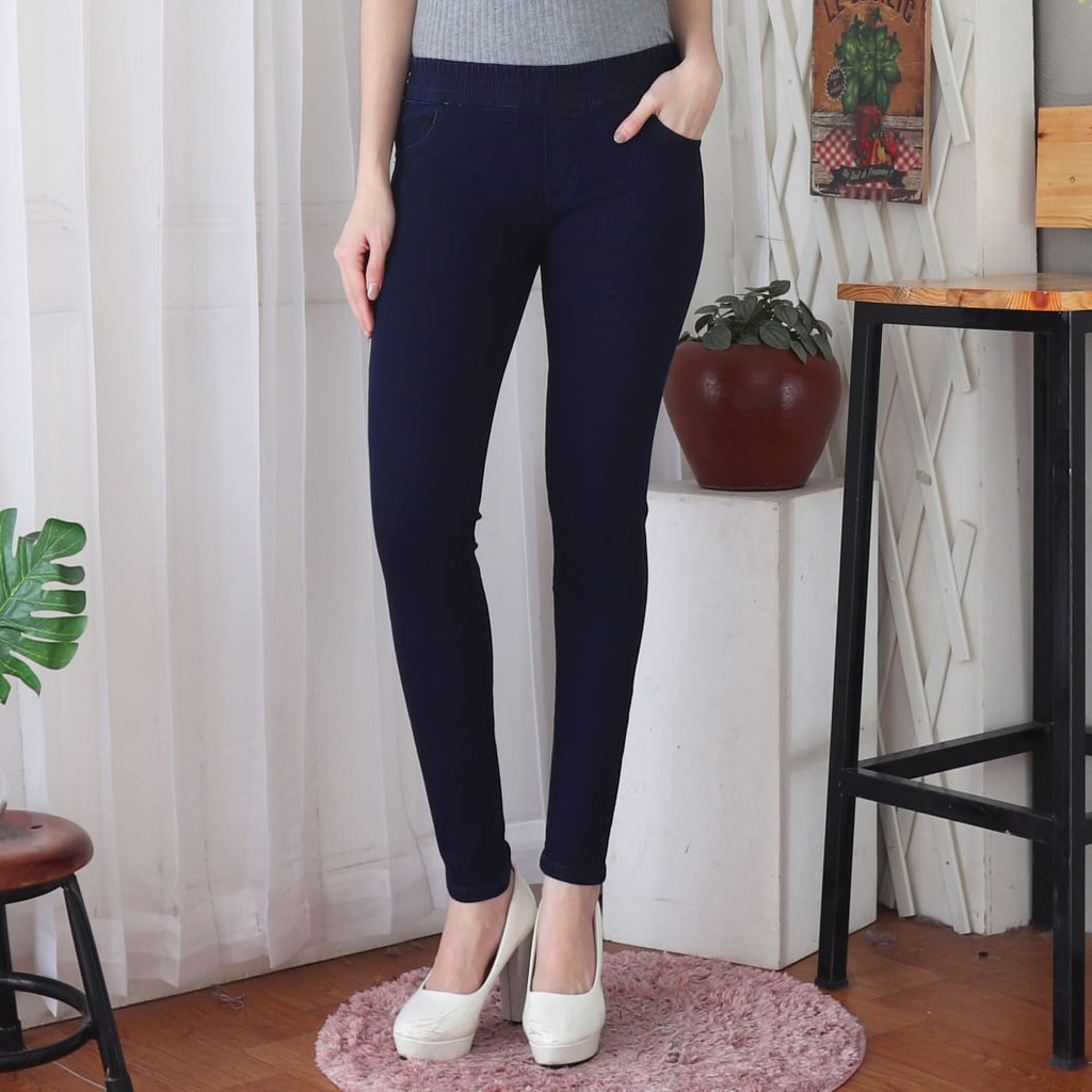 7CG CELANA LEGGING JEANS PREMIUM BIRU NEVY /STREACH JEANS /EXTRA JUMBO JEANS /39 - 42