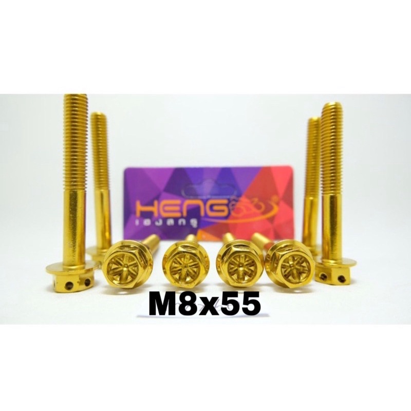 baut probolt flower gold silver HENG m8x55 8x55 drat 12 panjang 5,5cm GARANSI ORIGINAL THAILAND bos