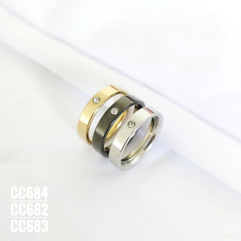 Cincin Titanium Kilap Mata Satu CC684/CC682/CC683