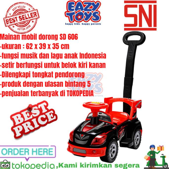 Mainan Mobil Dorong Anak Sedan SD 606 Fitur Lampu Musik dan Dorongan