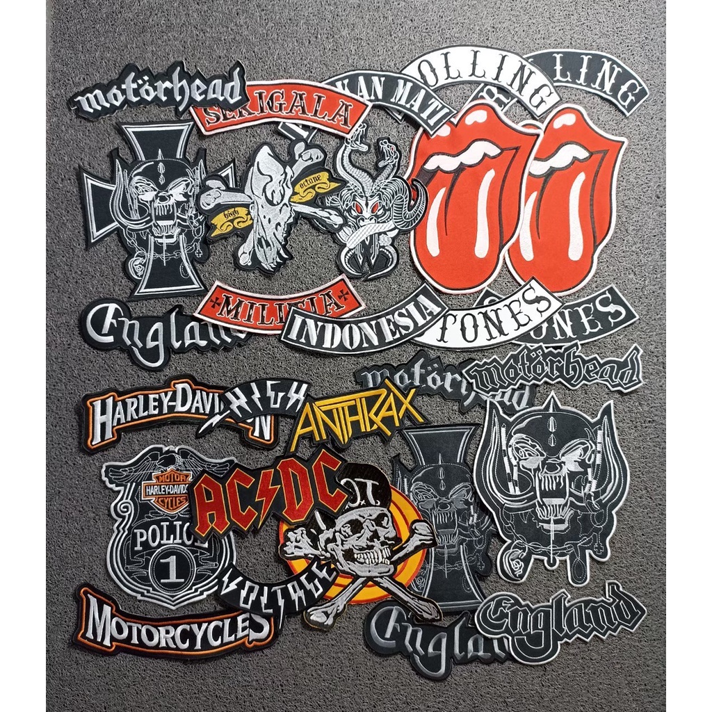 PATCH BESAR TEMPELAN PUNGGUNG PATCH MUSIK DAN MOTOR EMBLEM BACKPATCH BORDIR
