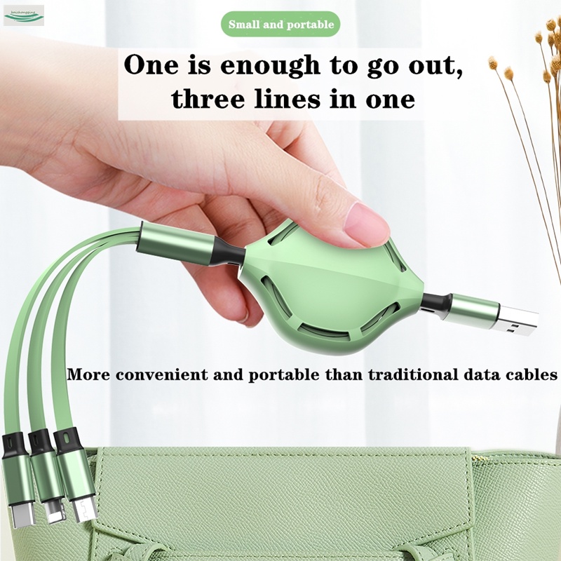 3 In 1 Data Cable for Mobile Phone, Universal Multi-function Car Telescopic Charging Device（Telescopic King Kong）