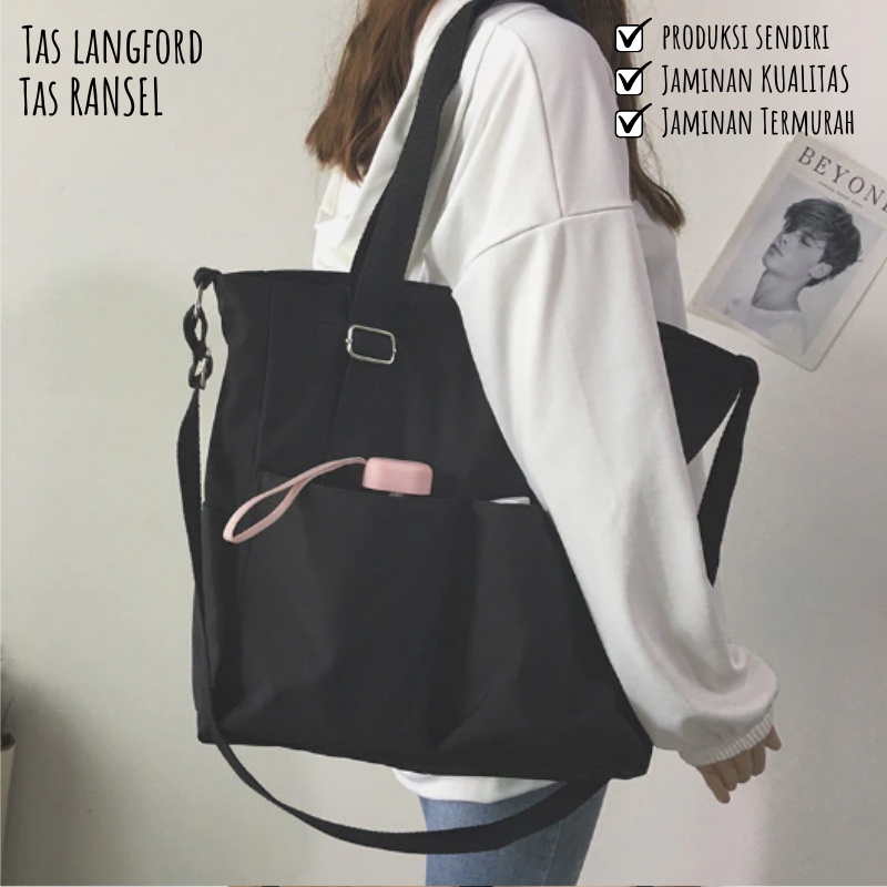 Tas Tote Bag Wanita - Bahu Multifungsi Stylish Fashion Korea Terbaru Murah Bagus Kekinian Remaja Dewasa Sekolah Kuliah Kerja Traveling Simple Elegan Casual Ringan Import Lokal Original Perempuan Cewek