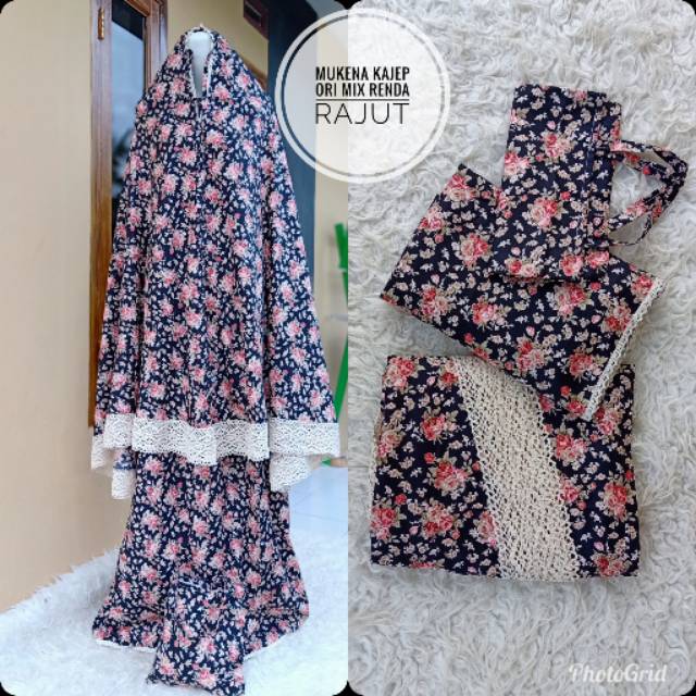 Mukena Katun jepang Ori mix Renda Rajut