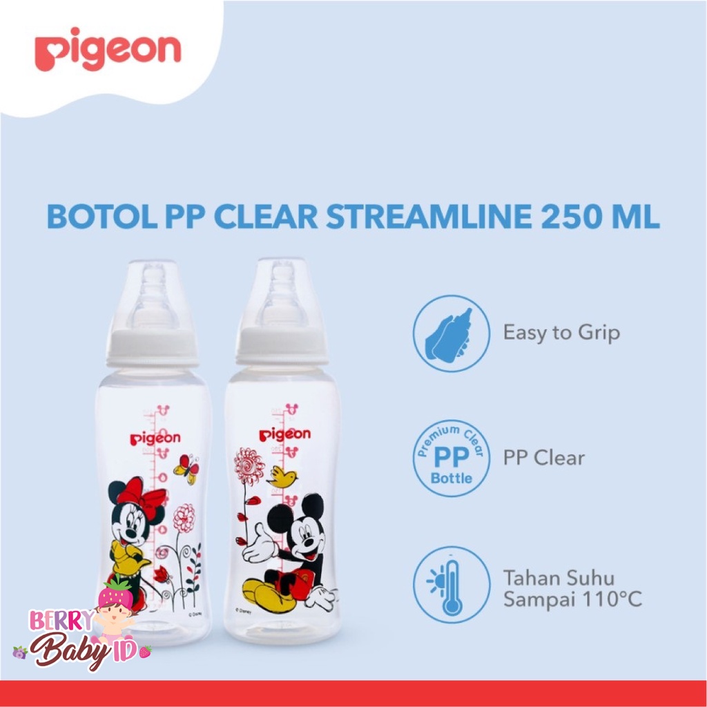 Pigeon Botol Flexibel Streamline Mickey Minnie Botol Susu Bayi 250ml Berry Mart