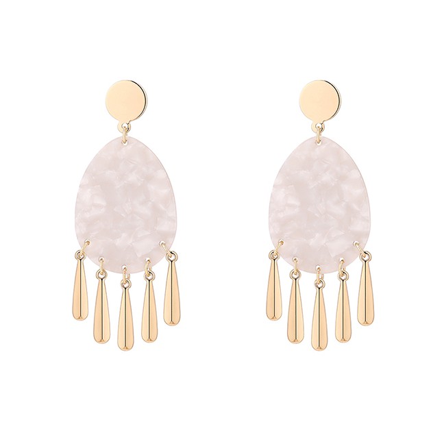 LRC Anting Tusuk Fashion Plated Gold Oval Earrings Y61386