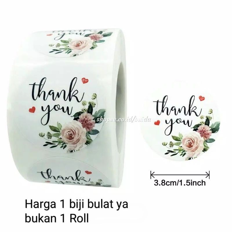

Label Kemasan Sticker Thank you Flower Love Stiker Segel Packaging sealer uk 3.8cm hiasan hampers