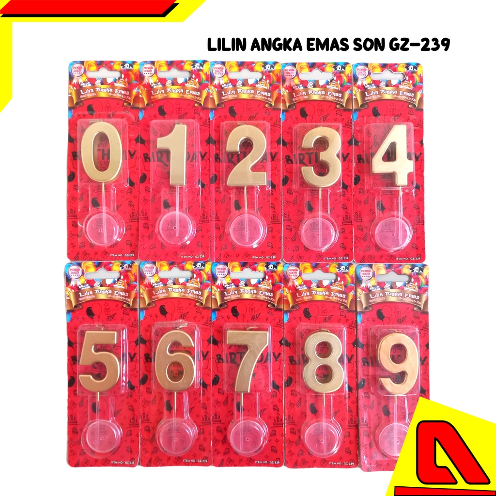 SON LILIN ANGKA ULANG TAHUN GOLD WARNA EMAS 0-9 GZ-239