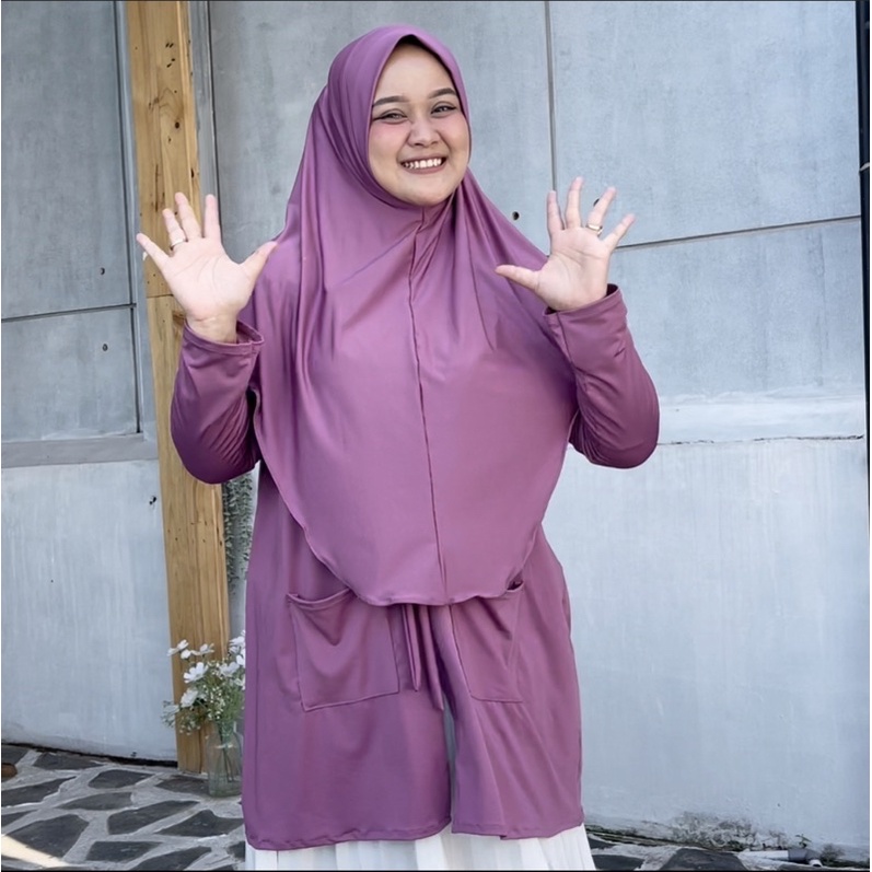 Koyu Hijab Instan Jersey Premium Queena Set Outer Praktis