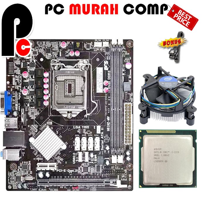 Mainboard Intel LGA 1155 H61 Dengan Processor i5 2320 dan FAN