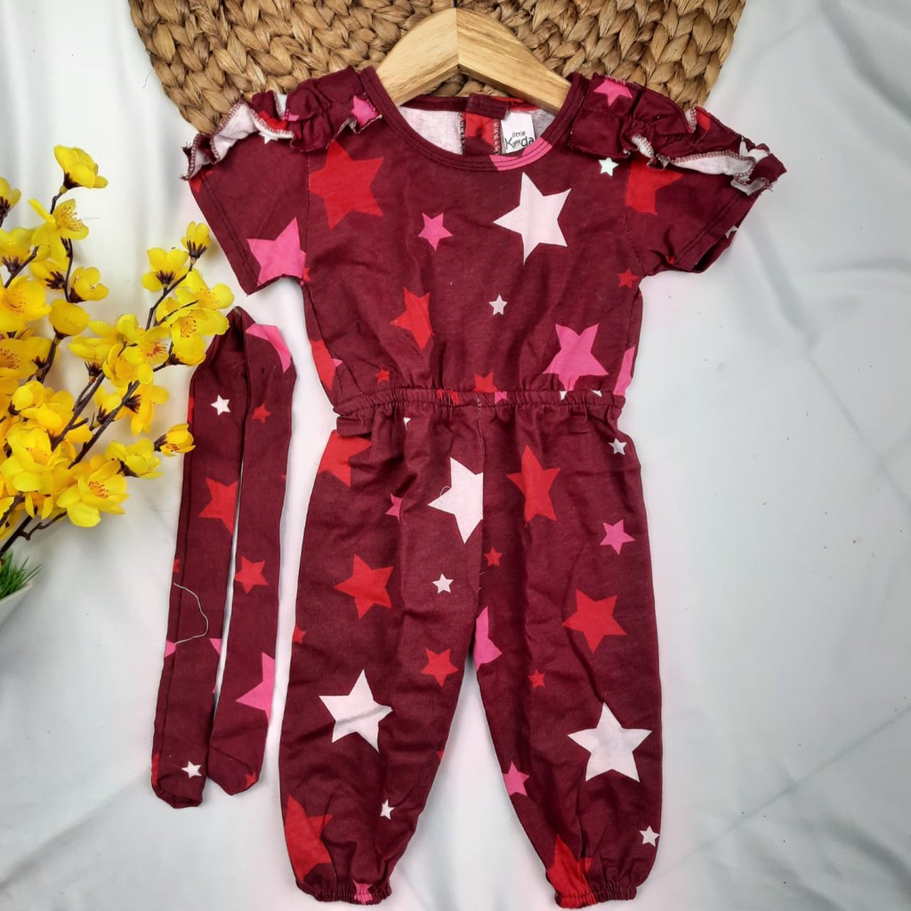 [PILIH MOTIF] JULIA JUMPSUIT ANAK PEREMPUAN BY LITTLE KODA FREE HEADWRAP UNTUK USIA 0-18 BULAN