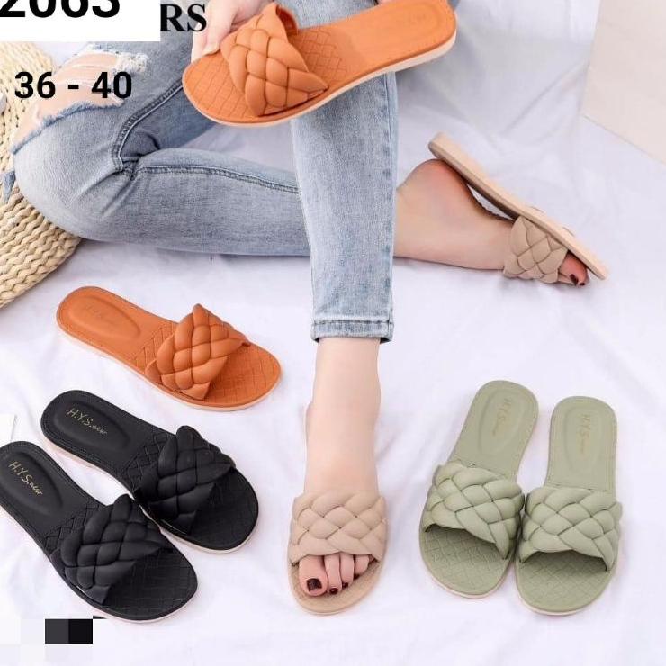 (PALING DICARI) sandal hys new 2063 KEPANG sandal selop jelly wanita motif kepang