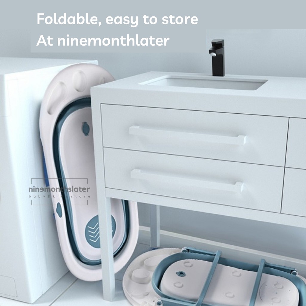 Right Start Jumbo WHALE Baby Folding Bathtub - Bath Tub Anak Bayi Ember Mandi Air Termometer Sensor Mainan Lipat