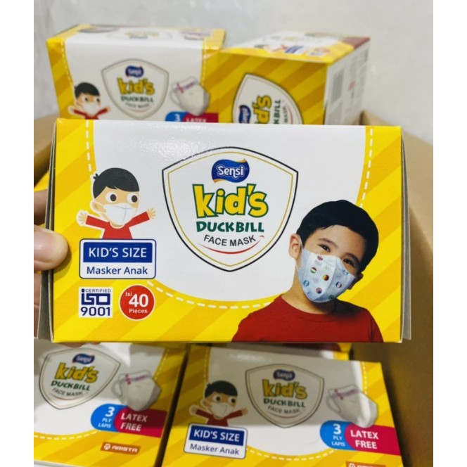 TERMURAH MASKER SENSI DUCKBILL ANAK 3PLY ISI 40PCS/BOX - Masker Sensi Anak Earloop / Masker Duckbill