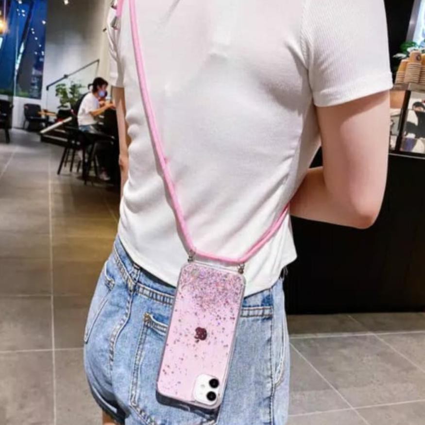 VIVO V5/V5S/V5 LITE/V9/Y91/Y93/Y95/Y71/Y83/Y81/Y19 CASE TALI GANTUNGAN NAGITA GLITER LANYARD CASE (K