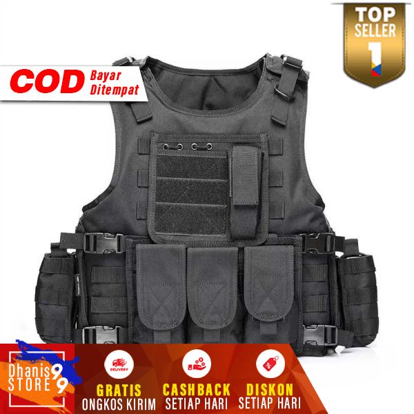 Rompi Pelindung Airsoft Gun Tactical Vest Combat Pocket Protective Vest Rompi Militer Outdoor Pelindung Badan Berkualitas