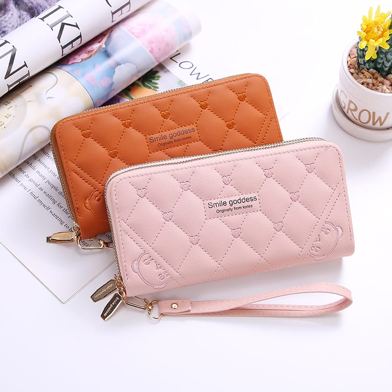 ASIN829 Dompet Wanita Long Zipper Fashion Coin Wallet D307 Fashion Wallet Multifungsi Folding Wallet/Bahan Butik Impor/Dua Ritsleting