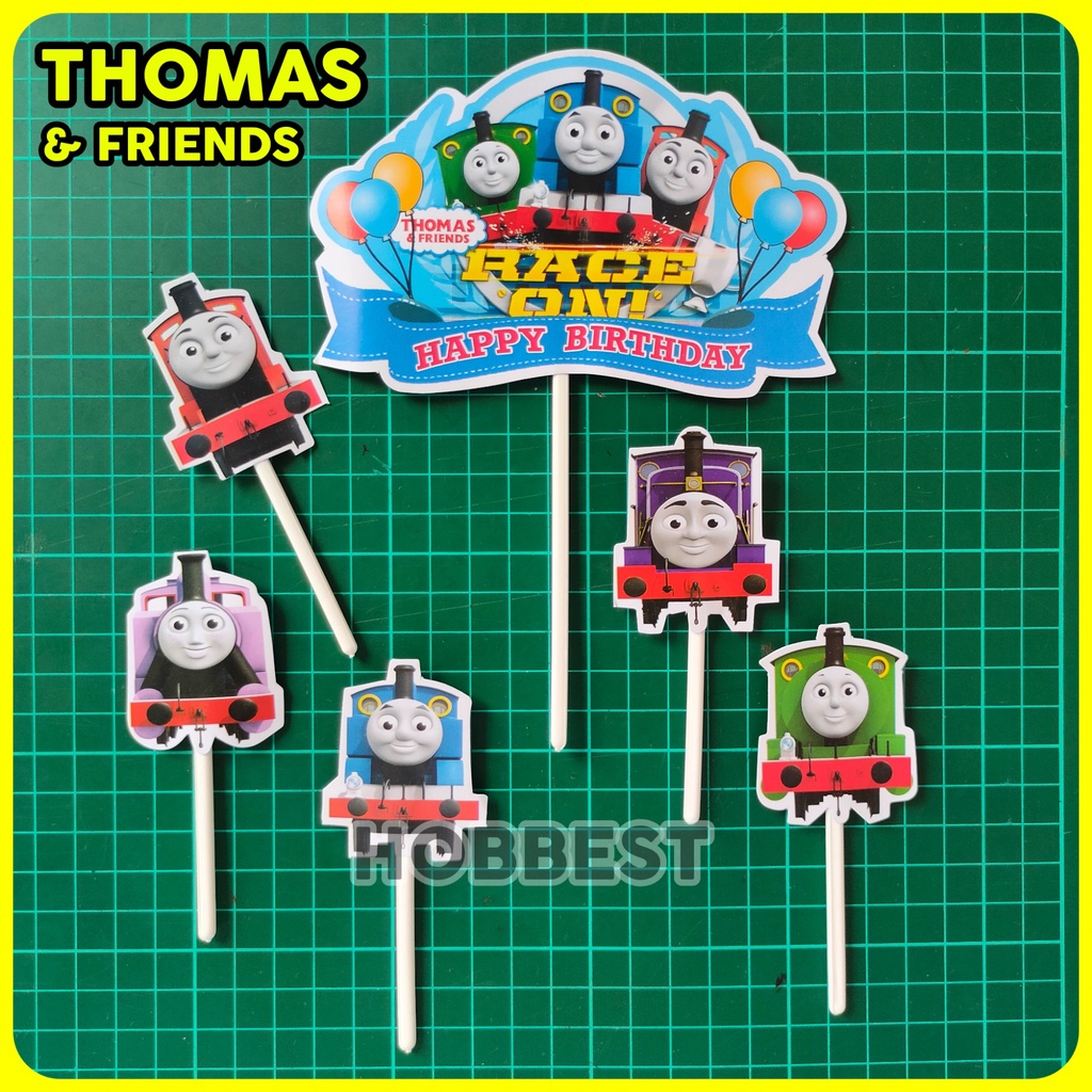 TOPPER CAKE KERTAS : THOMAS & FRIENDS - Dekorasi Hiasan Kue Ulang Tahun Ultah Tusukan