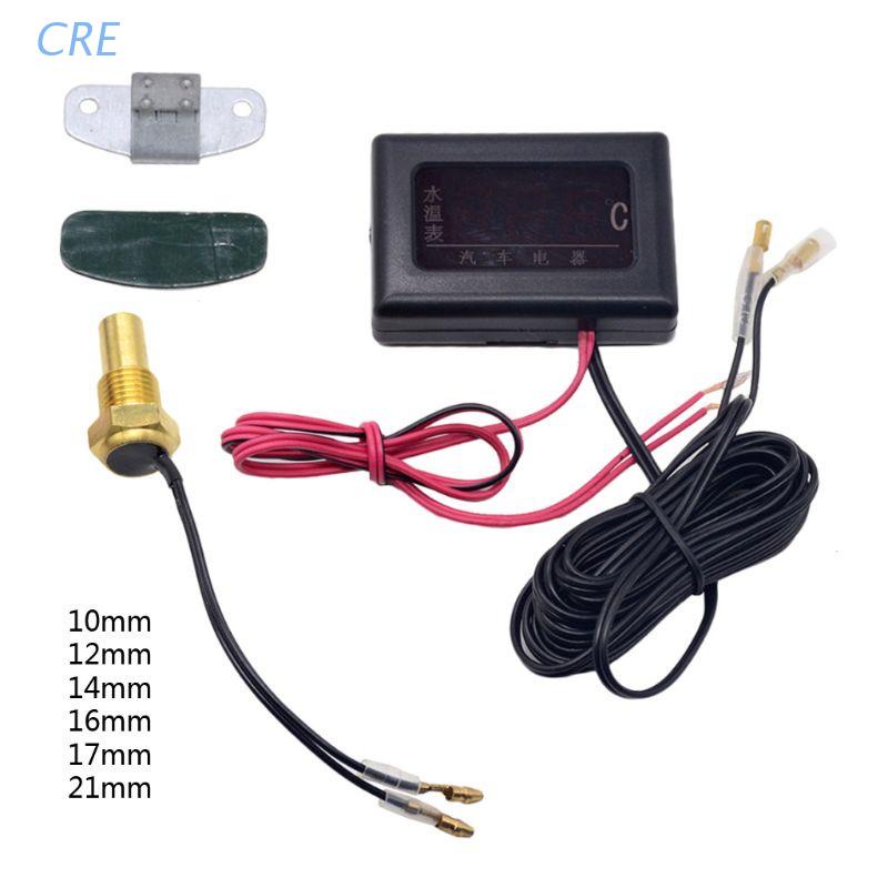 Cre Sensor Pengukur Suhu Air Digital 12v 24v Dengan Layar LCD 10 / 12 / 14 / 16 / 17 / 21mm Untuk Mobil