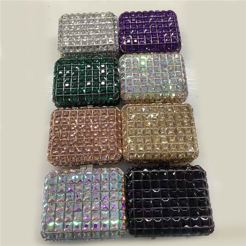 Luxury Gold Diamond Evening Bag Rhinestone Clutch Bag Women Small Banquet Hand Bag Wedding Bride Clu