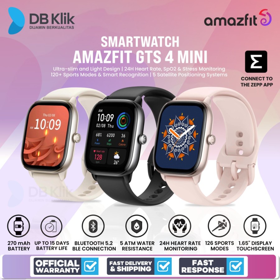 Smartwatch Amazfit GTS 4 Mini 1.65&quot; AMOLED GPS SpO2 120+ Sports Modes