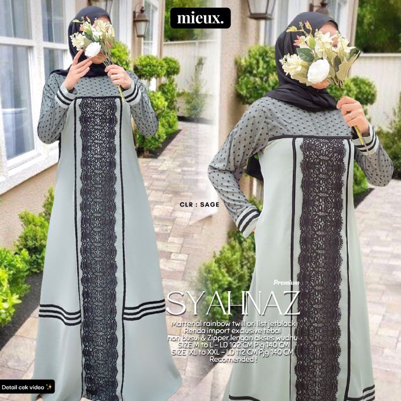 syahnaz gamis dres abaya turkey motif original mieux