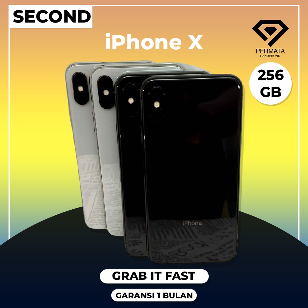 IPHONE X 256GB SECOND MULUS 100% GARANSI 1 BULAN SIM ALL OPERATOR IMEI AMAN TERMURAH