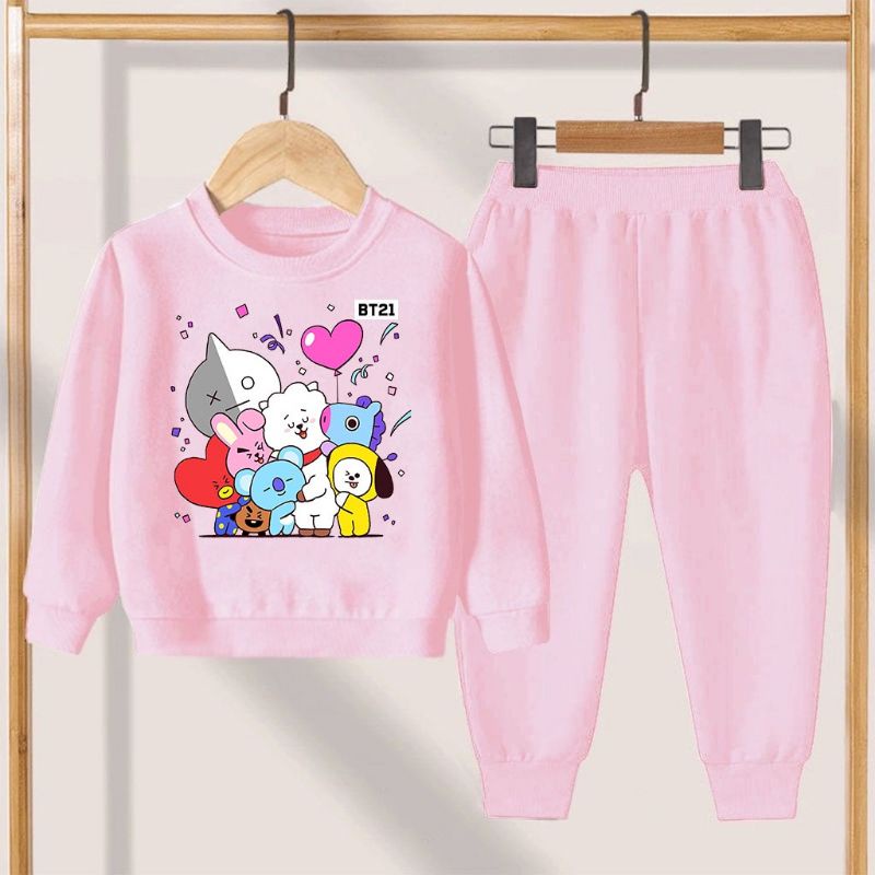 Setelan sweater oblong BT21 / Kaos Lengan panjang / Anak - Remaja / BT21 | Bisa COD
