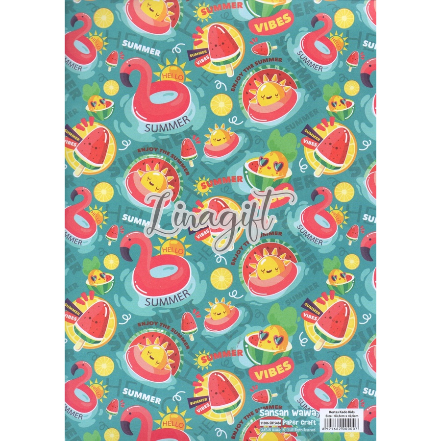 ( 5 Lembar ) FLAMINGO SANWA - KERTAS KADO ANIMAL ANGSA BEBEK - GIFT WRAP PAPER SANSAN WAWA HAPPY BIRTHDAY ULANG TAHUN FLAMENCO PINK TOSCA