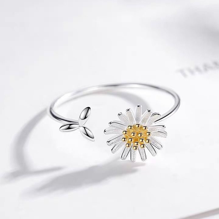 Cincin Model Terbuka Desain Bunga Matahari Daisy Untuk Wanita