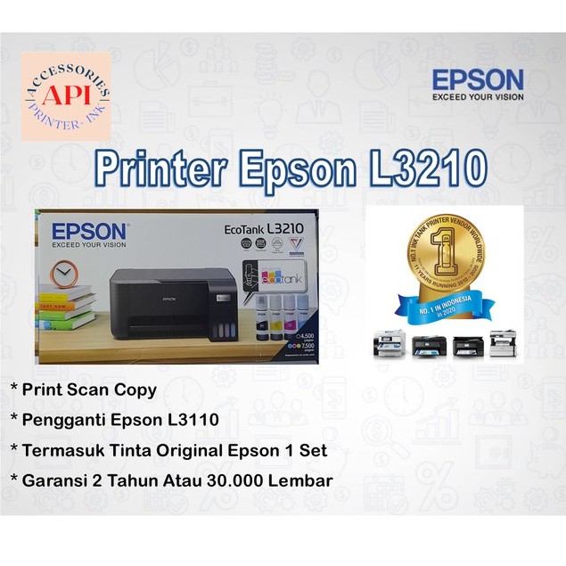 Printer Epson L3210 L 3210 L-3210 - Print Scan Copy - Tinta Original - Garansi Resmi