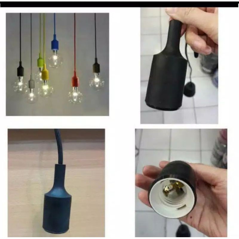 Fiting Lampu Gantung Cafe Filamen E27 Silicon Karet plastik