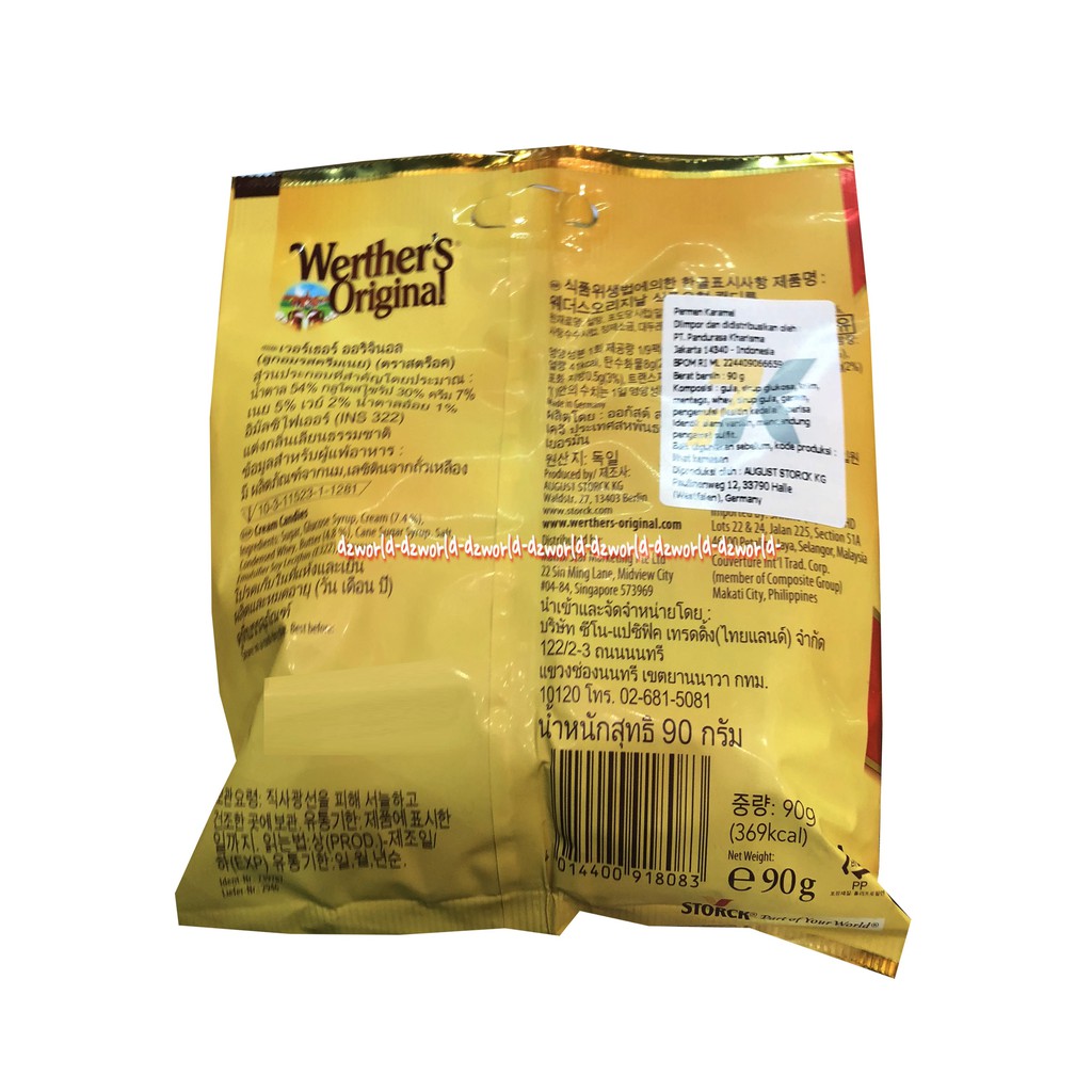 Werther's Original Creamy Filling Chewy Toffees Permen 90gr Permen Krim Karamel Werthers Wether