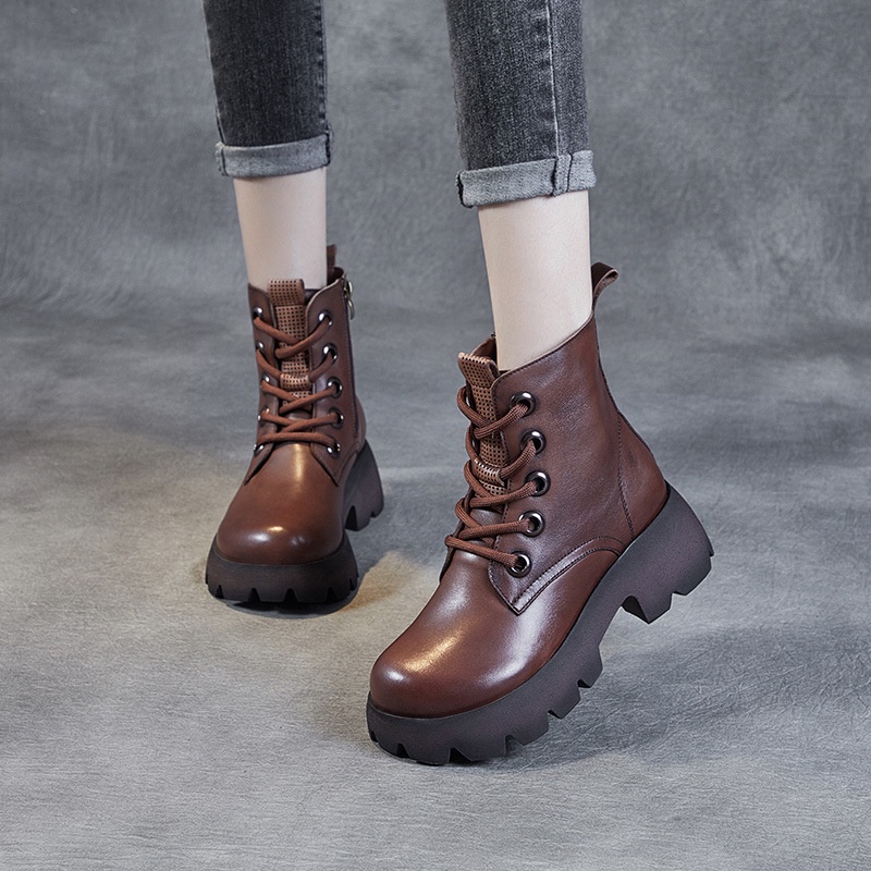 Sepatu Boot Martin Dr. Martens Boots Wanita    Sepatu  Inggris Vintage Asli Kulit Platform Sepatu Bo