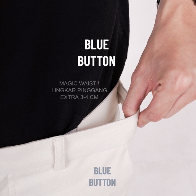 BlueButton Smart Chino Ankle Pants Slim Fit Stretch Celana Putih Panjang Pria Casual Kerja Kantor - Ivory White