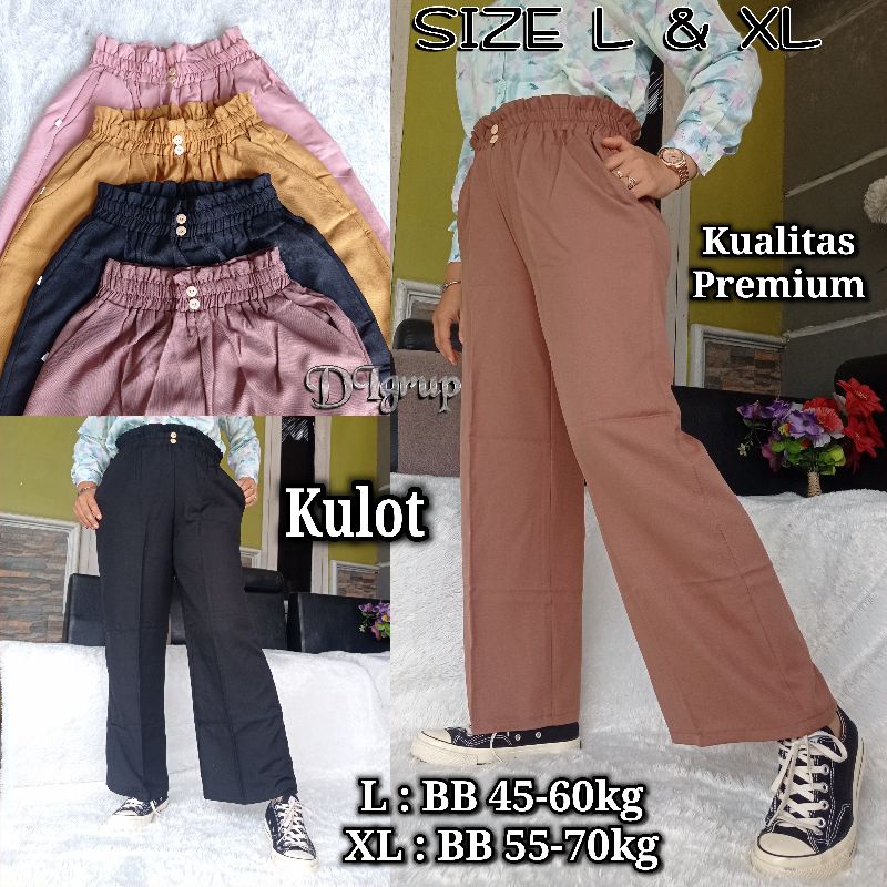 CELANA KULOT KANCING SIZE L DAN SIZE XL BB 40KG SAMPAI BB 70KG / CELANA KULOT KANCING MODEL KOREA / KULOT KOREAN STYLE/ KULOT TERBARU 2022 / LOOSE PANTS / KULOT HW / KOREA PANTS / SHOLIHATSTORE