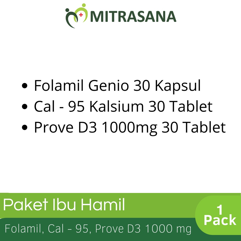 Folamil Genio | Cal - 95 Kalsium | Prove D3 1000mg 30 Tablet | Paket Ibu Hamil