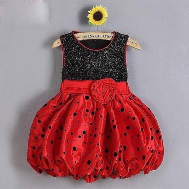 B2W2 Party dress anak perempuan polkadot red
