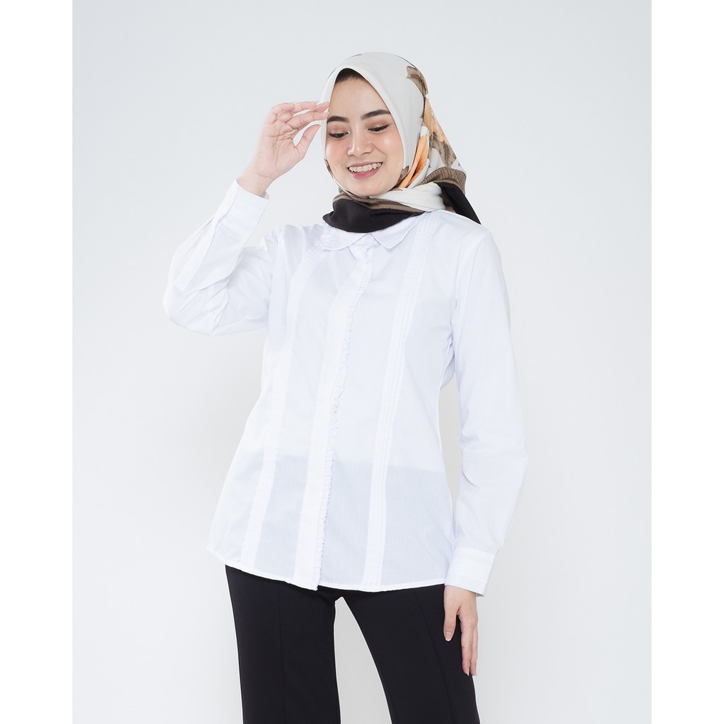 HaymeeStore Kemeja  Putih  Polos Wanita Baju Kantor Jumbo 