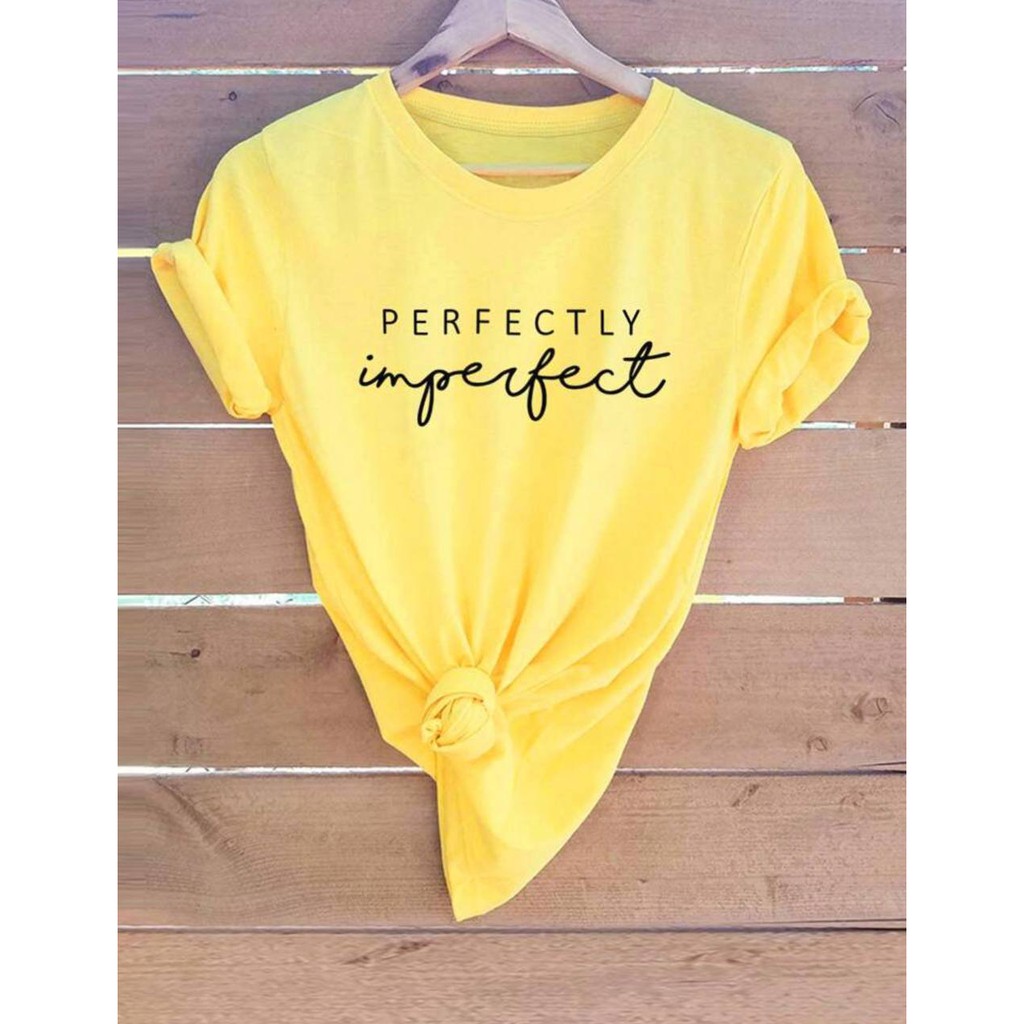 kaos wanita letter graphic short sleeve tee / perfectly imperfect / kaos combed murah