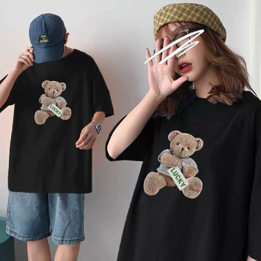 THISTLE - Oversize Tee Tshirt Wanita Model Longgar Motif Bear Lucky