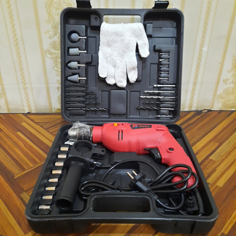 Mesin Bor Listrik 13MM EDON / KUSUKA 10MM SET Bor Kayu Besi Beton Impact Drill Set